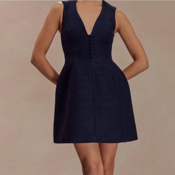 Meshki Dresses & Skirts - MESHKI Navy V-Neck Textured Mini Dress size medium NWT